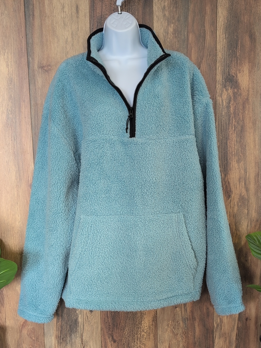 No Boundaries Light Teal Sherpa Half-Zip Pullover Jacket 2XL    W391